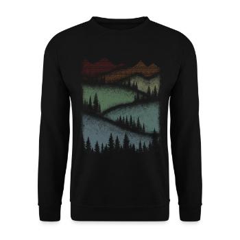 Hiking Nature Mountains Forest Minimalist Gift - Unisex Sweatshirt - black - Front - Alina (178cm) & Michal (187cm)