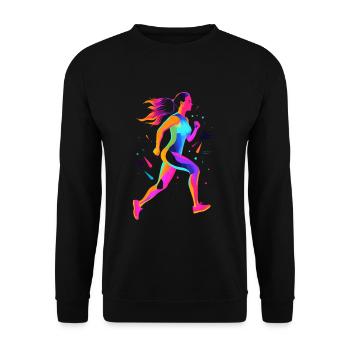 Runner Girl Retrowave - Unisex Sweatshirt - black - Front - Alina (178cm) & Michal (187cm)