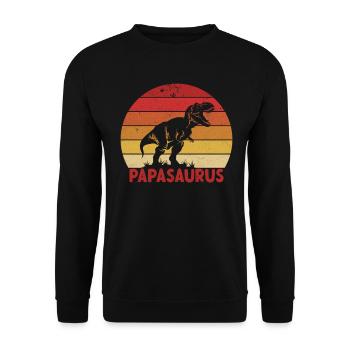 Papasaurus Papa Retro T-Rex Cadeau pour la fête des pères - Sweat-shirt Unisexe - noir - Devant - Alina (178cm) & Michal (187cm)