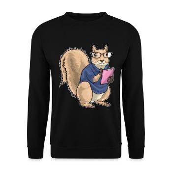 Eichhörnchen Sekretärin Klemmbrett Büro - Unisex Pullover - Schwarz - Vorne - Alina (178cm) & Michal (187cm)