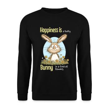 Bunny Easter Motif Saying Spring - Unisex Sweatshirt - black - Front - Alina (178cm) & Michal (187cm)