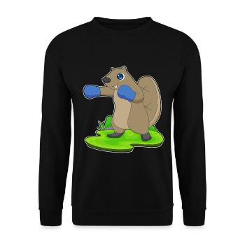 Biber Boxer Boxhandschuhe Boxen - Unisex Pullover - Schwarz - Vorne - Alina (178cm) & Michal (187cm)
