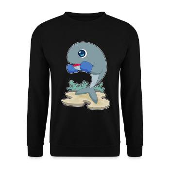 Whale Boxer Boxing Gloves Boxing - Unisex Sweatshirt - black - Front - Alina (178cm) & Michal (187cm)