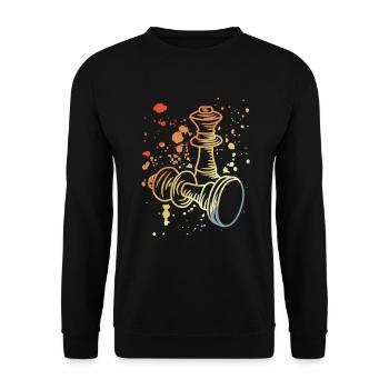 Vintage Chess Set Sketch - Unisex Sweatshirt - black - Front - Alina (178cm) & Michal (187cm)