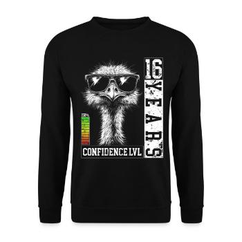 Strauß Vogel Sonnenbrille 16 Jahre Geburtstag - Unisex Pullover - Schwarz - Vorne - Alina (178cm) & Michal (187cm)