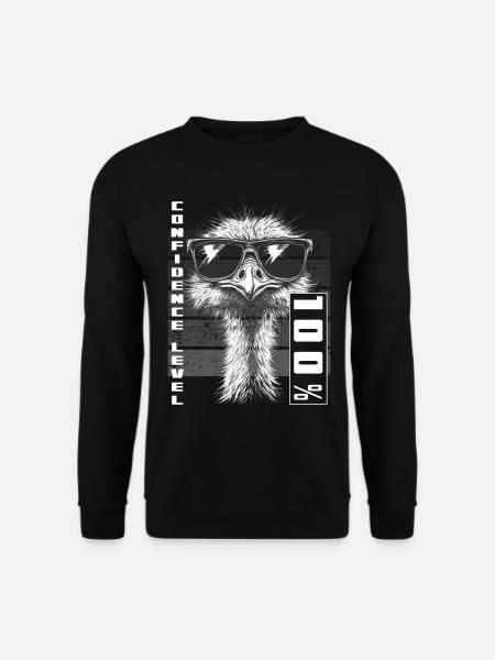 Confident Ostrich Bird Sunglasses Gift - Unisex Sweatshirt - black