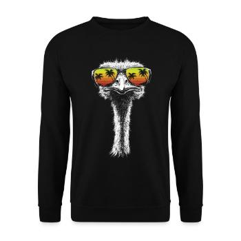 Strauß Sonnenbrille Vogel Palmen Geschenk Retro - Unisex Pullover - Schwarz - Vorne - Alina (178cm) & Michal (187cm)