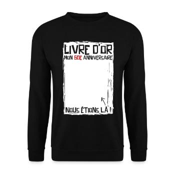 60 years | 60th Birthday | Funny Guestbook - Unisex Sweatshirt - black - Front - Alina (178cm) & Michal (187cm)