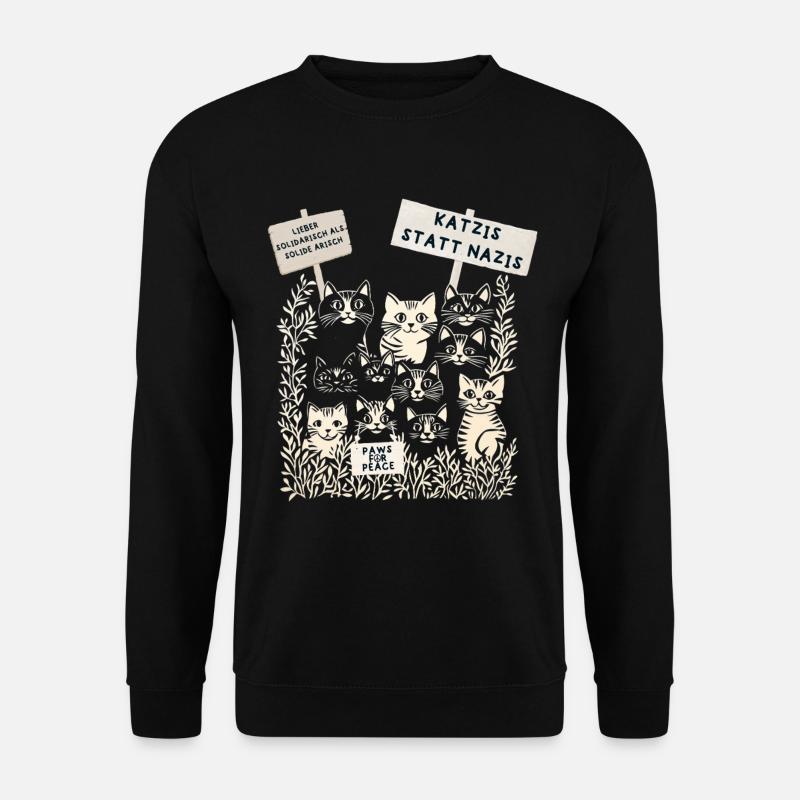 Demo Katzen gegen rechts - Unisex Pullover - Schwarz