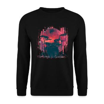 Vintage Schlagzeug Look - Unisex Pullover - Schwarz - Vorne - Alina (178cm) & Michal (187cm)