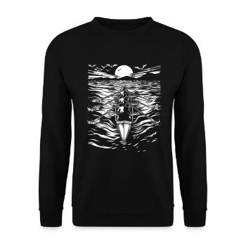 Rudern Skizze - Unisex Pullover - Schwarz - Vorne - Alina (178cm) & Michal (187cm)