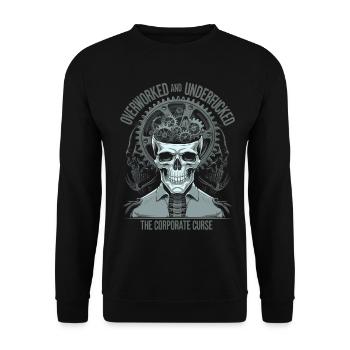 Overworked & Exhausted - Corporate Curse Skull Art - Unisex Sweatshirt - black - Front - Alina (178cm) & Michal (187cm)