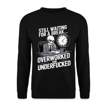 Overworked Skeleton – Tired Office Worker Humor - Unisex Sweatshirt - black - Front - Alina (178cm) & Michal (187cm)