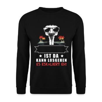 It's escalating anyway! Customizable Name Strauss - Unisex Sweatshirt - black - Front - Alina (178cm) & Michal (187cm)