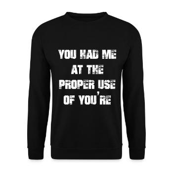 Tu m’as eu à la bonne utilisation de Tu es drôle - Sweat-shirt Unisexe - noir - Devant - Alina (178cm) & Michal (187cm)