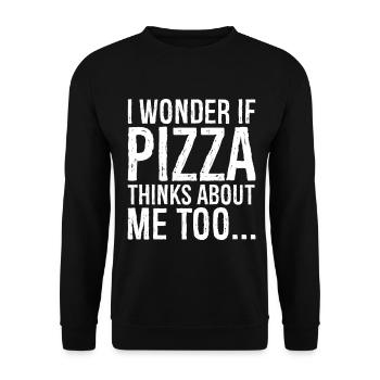 I wonder If pizza thinks about me too - Unisex Pullover - Schwarz - Vorne - Alina (178cm) & Michal (187cm)