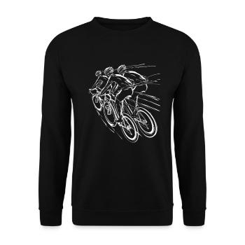 Rennradfahrer Skizze - Unisex Pullover - Schwarz - Vorne - Alina (178cm) & Michal (187cm)
