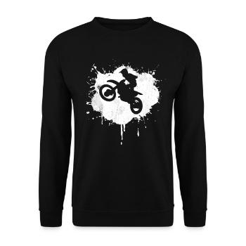Motocross Fahrer Streetart - Unisex Pullover - Schwarz - Vorne - Alina (178cm) & Michal (187cm)