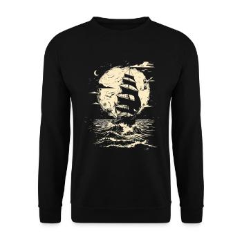 Segeln Zeichnung - Unisex Pullover - Schwarz - Vorne - Alina (178cm) & Michal (187cm)
