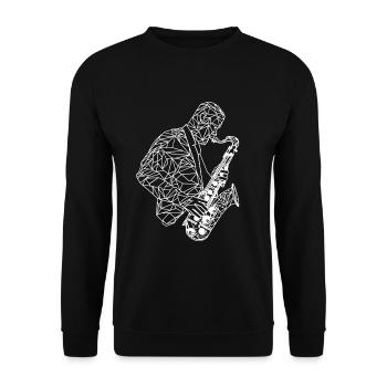 Saxophonist Drawing - Unisex Sweatshirt - black - Front - Alina (178cm) & Michal (187cm)