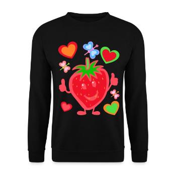 Erdbeere Erdbeer Kinder Kind Sommerzeit - Unisex Pullover - Schwarz - Vorne - Alina (178cm) & Michal (187cm)