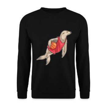Seal Basketball Player Basketball - Unisex Sweatshirt - black - Front - Alina (178cm) & Michal (187cm)