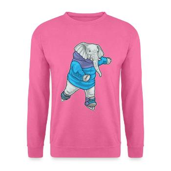 Patins à glace éléphant - Sweat-shirt Unisexe - rose - Devant