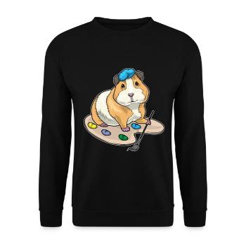 Meerschweinchen Maler Pinsel Malen - Unisex Pullover - Schwarz - Vorne - Alina (178cm) & Michal (187cm)