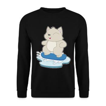 Katze Snowboarder Snowboard - Unisex Pullover - Schwarz - Vorne - Alina (178cm) & Michal (187cm)