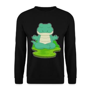 Crocodile Yoga Fitness Meditation - Unisex Sweatshirt - black - Front - Alina (178cm) & Michal (187cm)