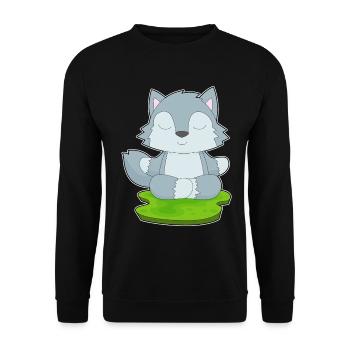 Wolf Yoga Fitness Meditation - Unisex Pullover - Schwarz - Vorne - Alina (178cm) & Michal (187cm)