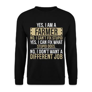 yes I am a Farmer no I can't fix stupid yes I can - Unisex Sweatshirt - black - Front - Alina (178cm) & Michal (187cm)