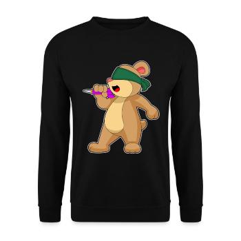 Bär Dart Dartpfeil - Unisex Pullover - Schwarz - Vorne - Alina (178cm) & Michal (187cm)