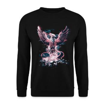 Cyber Phoenix – Digitale Wiedergeburt & Tech-Aufstieg - Unisex Pullover - Schwarz - Vorne - Alina (178cm) & Michal (187cm)
