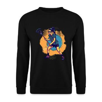 Oldschool Lacrosse Mädchen - Unisex Pullover - Schwarz - Vorne - Alina (178cm) & Michal (187cm)