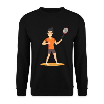 Look de bande dessinée de joueur de badminton - Sweat-shirt Unisexe - noir - Devant - Alina (178cm) & Michal (187cm)
