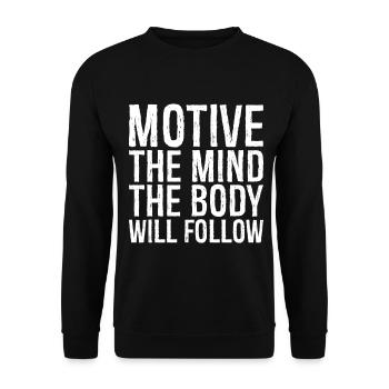 motif l’ le corps suivra - Sweat-shirt Unisexe - noir - Devant - Alina (178cm) & Michal (187cm)
