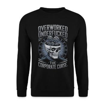 Overworked & Underpaid - Funny Corporate Skull - Unisex Sweatshirt - black - Front - Alina (178cm) & Michal (187cm)
