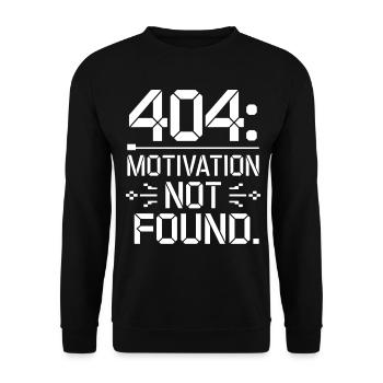 404 Motivation nicht gefunden - Lustiges Arbeitsleben T-Shirt - Unisex Pullover - Schwarz - Vorne - Alina (178cm) & Michal (187cm)