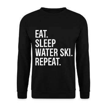 eat sleep waterski repeat - Unisex Pullover - Schwarz - Vorne - Alina (178cm) & Michal (187cm)
