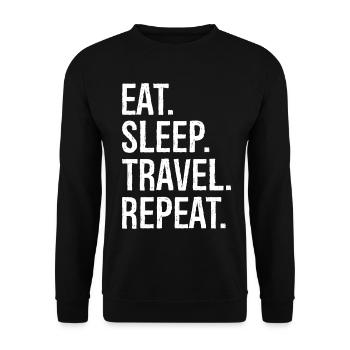 Manger dormir Voyager Répéter - Sweat-shirt Unisexe - noir - Devant - Alina (178cm) & Michal (187cm)