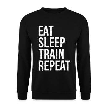 Eat Sleep Train Repeat - Unisex Sweatshirt - black - Front - Alina (178cm) & Michal (187cm)