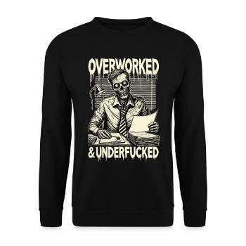 Überlasteter und unterfickter Zombie-Büro-Horror - Unisex Pullover - Schwarz - Vorne - Alina (178cm) & Michal (187cm)