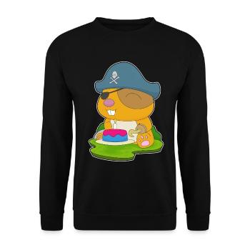 Hamster Birthday Pirate - Unisex Sweatshirt - black - Front - Alina (178cm) & Michal (187cm)