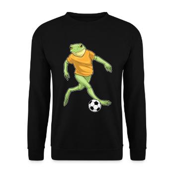 Frosch Fußballspieler Fußball - Unisex Pullover - Schwarz - Vorne - Alina (178cm) & Michal (187cm)