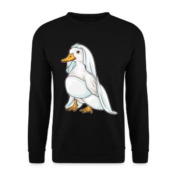 Ente Braut Schleier Hochzeit - Unisex Pullover - Schwarz - Vorne - Alina (178cm) & Michal (187cm)