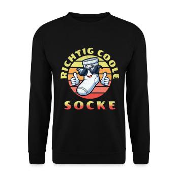 Richtig coole Socke mit Sonnenbrille  - Unisex Pullover - Schwarz - Vorne - Alina (178cm) & Michal (187cm)