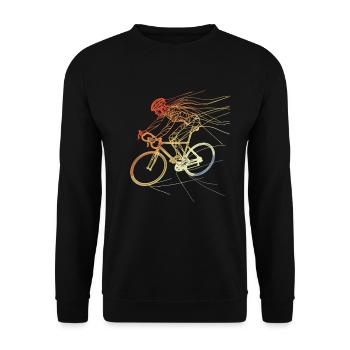 Radfahrerin Zeichnung - Unisex Pullover - Schwarz - Vorne - Alina (178cm) & Michal (187cm)