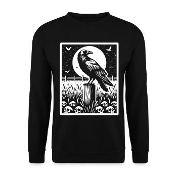 Corbeau Plein Lune Champ Crâne - Sweat-shirt Unisexe - noir - Devant - Alina (178cm) & Michal (187cm)