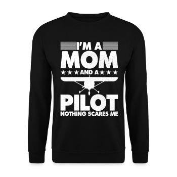 I'm a mom and a pilot nothing scares me - Unisex Sweatshirt - black - Front - Alina (178cm) & Michal (187cm)